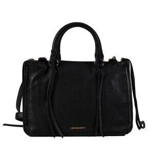Rebecca Minkoff Black Leather Micro Regan Satchel Shoulder Crossbody Bag Purse